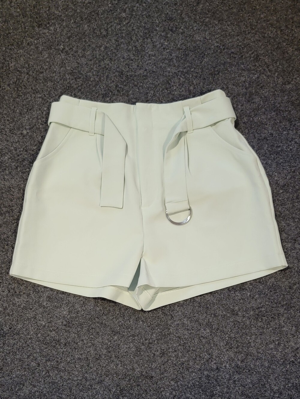 F21 mint D-buckle shorts